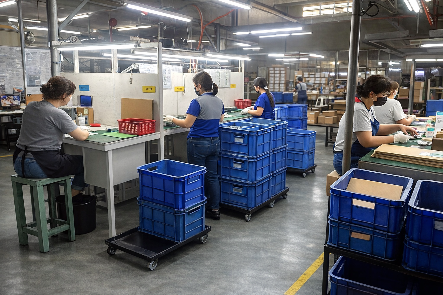 NHM team members working in the production and assembly area